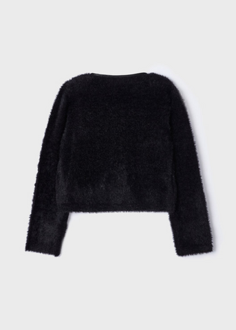 Black Knitted Cardigan with Zipper for Girls 4308 Mayoral
