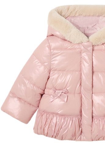 Fass Jacket for Girls, Pink with Beige Fur at Hood 2420 Mayoral