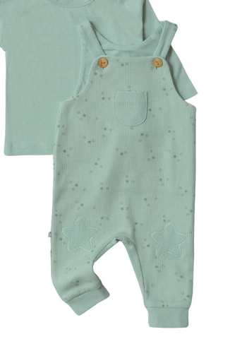 Set 2 Piese, Salopeta Verde cu Bretele si Bluza cu Maneca Lunga 9529 Mell Sweet Baby