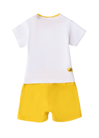 2 Piece Set, White Giraffe T-Shirt and Yellow Shorts 8606 iDO