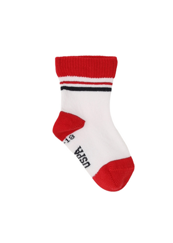 Set of 3 pairs of socks White with Navy Blue and Red 962 V1 Us Polo Assn