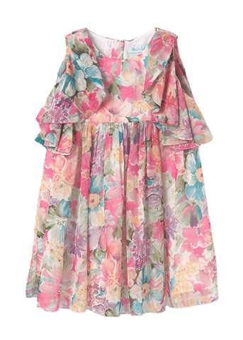 Chiffon Dress with Colorful Floral Print 5048 Abel & Lula