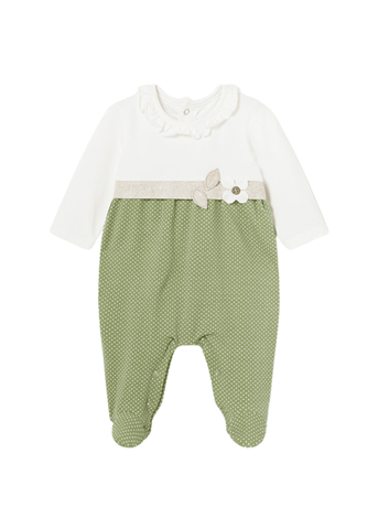 Set of 2 Long Overalls, White with Green and Picks 1709 Mayoral