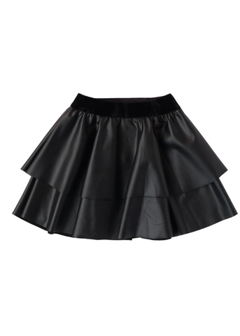 Black Skirt for Girls, Imitation Leather and Velvet Waist 7663 iDO