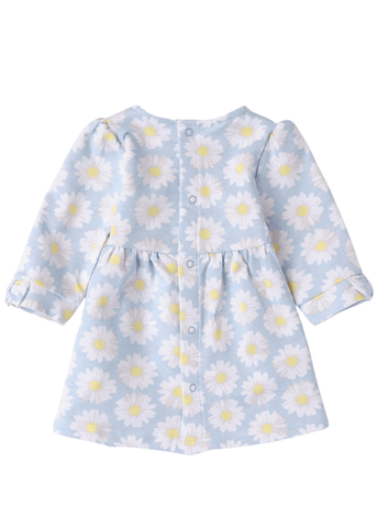 Blue Dress with Long Sleeves and Daisy Print 8130 iDO