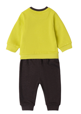 2 Piece Set for Boys, Acid Green Sports Top with Bear and Gray Pants 7158 iDO