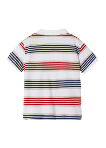 White Short Sleeve Polo Shirt with Red and Blue Stripes 3108 Mayoral
