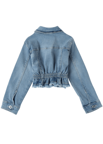 Light Blue Denim Jacket with Rhinestones for Girls 8372 iDO