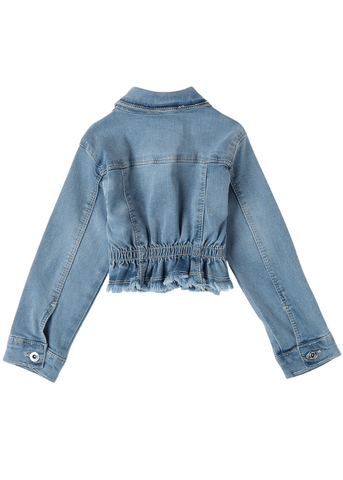 Geaca Denim Albastru Deschis cu Strasuri pentru Fetite 8372 iDO