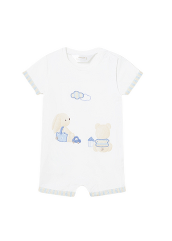 Set of 2 Blue Short Overalls with Rabbit Print 1722 Mayoral