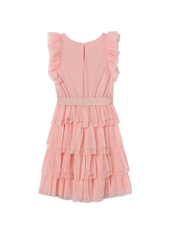 Salmon Tulle Dress with Ruffles 6943 Mayoral