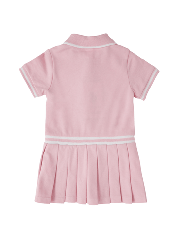 Powder Pink Dress with Polo Collar and Pleats USB1963 V4 Us Polo Assn