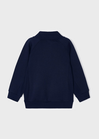 Navy Blue Hoodie with Zip Collar for Boys 4424 Mayoral