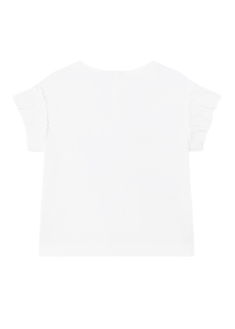 White Sleeveless T-shirt with Flower Print on Chest 1010 Mayoral