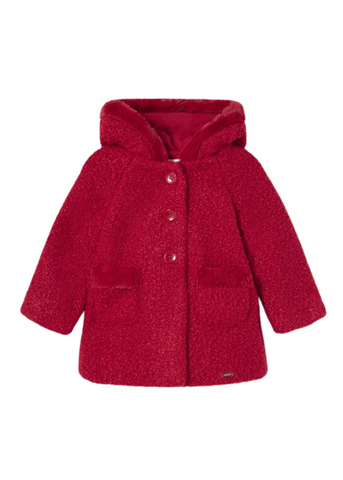Coat for Girls, Red Fabric Loops with Hood 2416 Mayoral