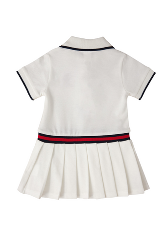 Ivory Dress with Polo Collar and Pleats 1963 V1 Us Polo Assn