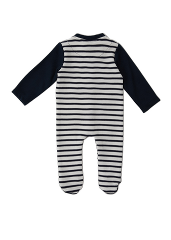 White Long Jumpsuit with Navy Stripes for Boys 1460 Us Polo Assn