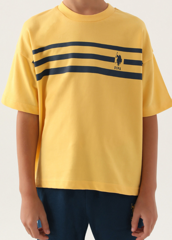 2 Piece Set, Yellow T-Shirt and Navy Shorts 1748-4 V2 Us Polo Assn