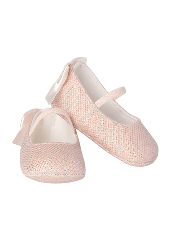 Pink Ballet Flats with Glitter, Barrette and Satin Bow 8948 iDO