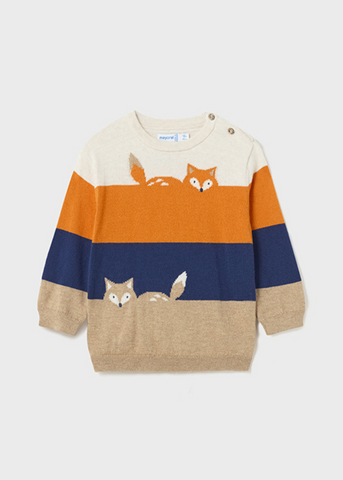 Beige Sweater with Orange Fox Stripe Boys 2318 Mayoral