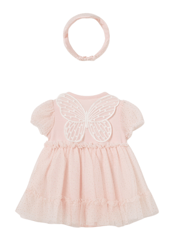 Pink Dress with Tulle Skirt and Headband 1629 Mayoral