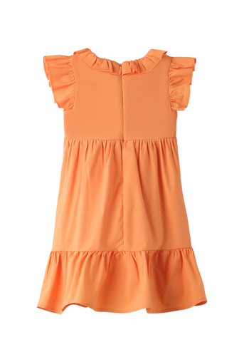 Sleeveless Orange Dress with Ruffles 8321 iDO