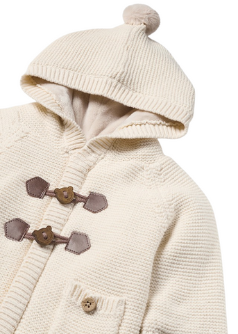 Cream knitted cardigan with padded hood 2303 Mayoral