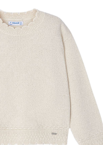 Beige sweater with sparkles, wavy hem 4355 Mayoral