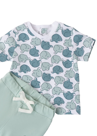 2 Piece Set, Elephant Print T-Shirt and Shorts Vernil 8073 iDO