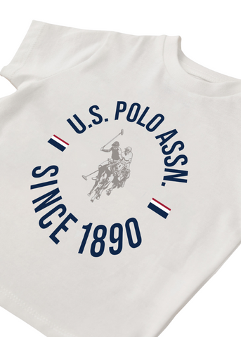 2 Piece Set, Cream T-Shirt and Beige Plaid Shorts 1902 V1 Us Polo Assn