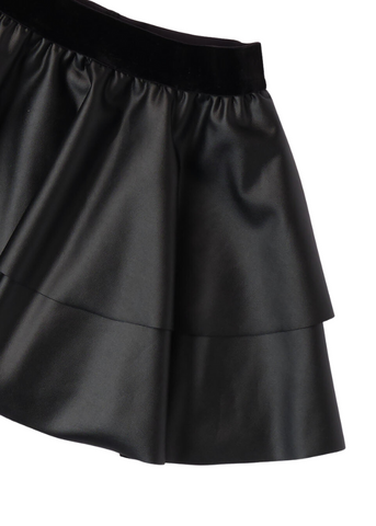 Black Skirt for Girls, Imitation Leather and Velvet Waist 7663 iDO