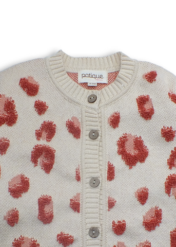 Knitted Cardigan and Fes Set, Brick Beige with Animal Print 21147 Patique
