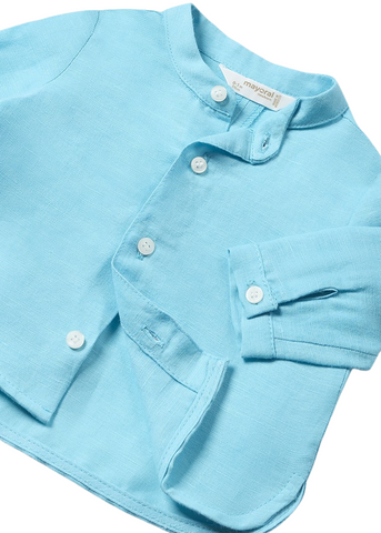 Turquoise Linen Shirt with Cossack Collar for Boys 1195 Mayoral