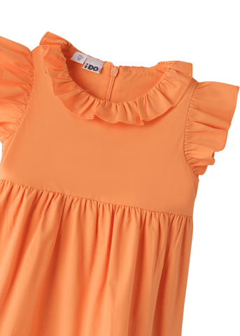 Sleeveless Orange Dress with Ruffles 8321 iDO