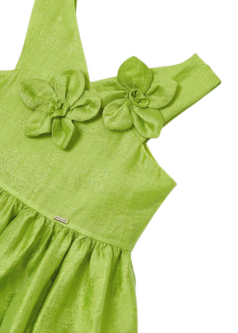 Green Linen Dress with Viscose with Flowers in Relief 3916 Mayoral