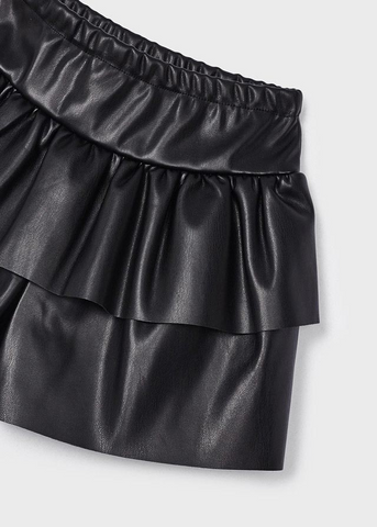 Black Imitation Leather Pants Skirt with Ruffles 4908 Mayoral