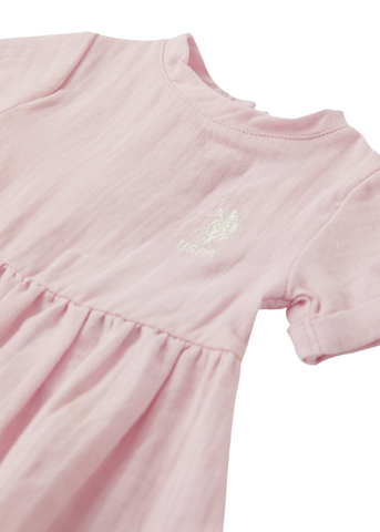 Pink Short Sleeve Muslin Dress 1985 V1 Us Polo Assn