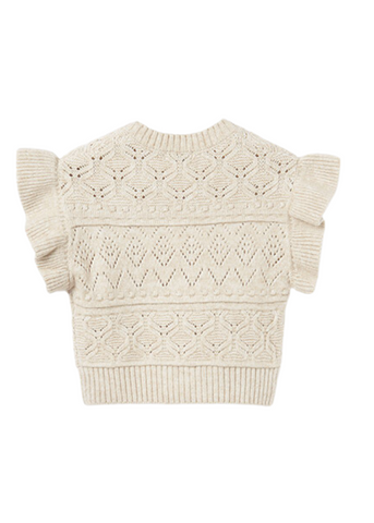 Beige Girls Knitted Casual Vest