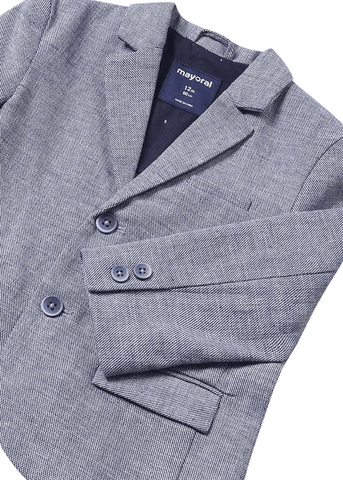 Navy Blue Linen Jacket with Cotton and Two Buttons 1444 Mayoral