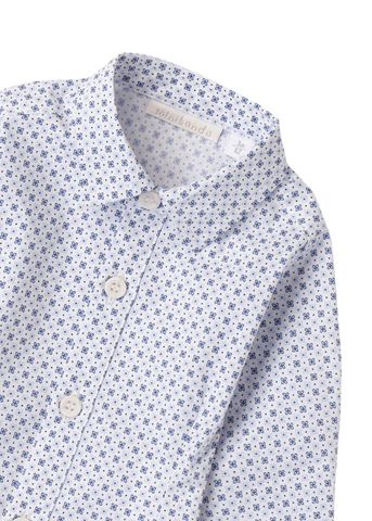 Ivory Shirt with Long Sleeves and Blue Print 8640 Miniband