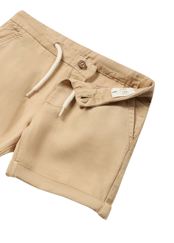 Short beige cotton and linen trousers with drawstring waist 1227 Mayoral