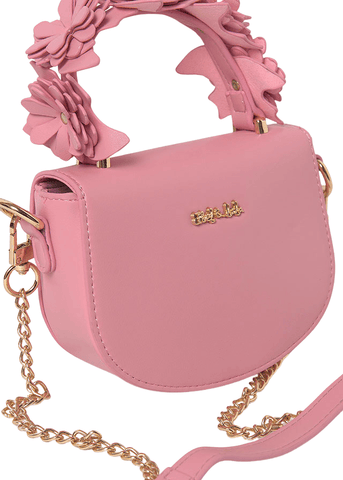 Pink Bag with Flowers on Handle and Chain 5435 Abel & Lula