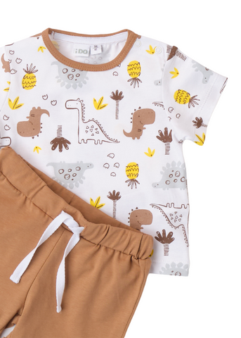 Set of 2 White and Brown T-shirt and Shorts 8604 iDO