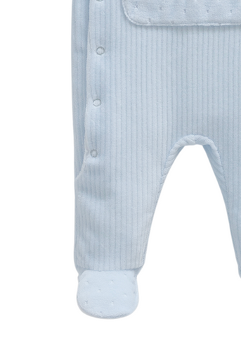 Blue Velor Long Jumpsuit with Bear and Staples TE1129 Mell Sweet Baby