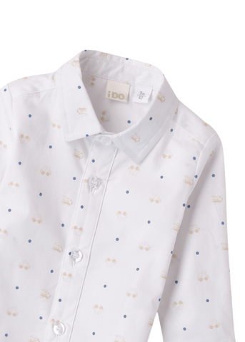 Long Sleeve Shirt, White with Blue 8084 iDO