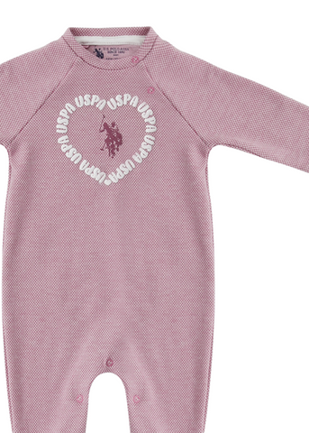 Powder Pink Long Jumpsuit with Heart for Girls 1710 Us Polo Assn