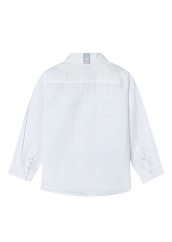 White Long Sleeve Shirt with Chest Pocket in Linen and Cotton 3122 Mayoral