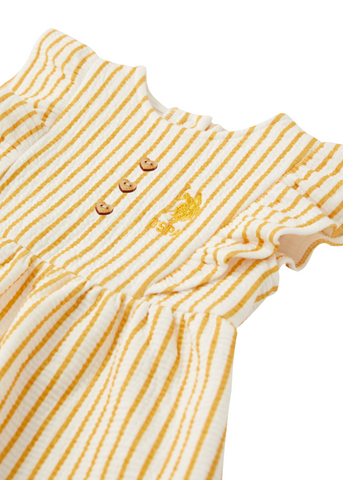 Ivory Dress with Yellow Stripes 1981 V1 Us Polo Assn