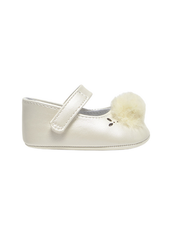 Cream Ballerinas with Fur Pompon 9792 col 82 Mayoral