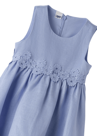 Blue Linen Dress with Lace Waist 8750 iDO